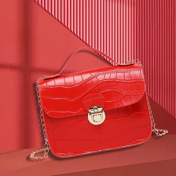 Durable Shoulder Bag Compact Size Fashionable Design Organized Crossbody Bag for Women-Red