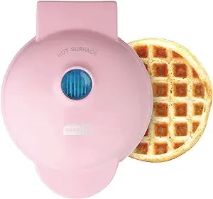 DASH Mini Maker for Individual Waffles, Hash Browns, Keto Chaffles with Easy to Clean, Non-Stick Surfaces, 4 Inch, Pink