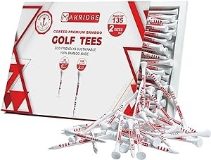 Bamboo Golf Tees Pack of 100/135/150 White 3 1/4", 2 3/4", 2 1/8" & 1 1/2" Assorted Biodegradable Zero Friction Long & Short Hard Wooden Golf Tees Men & Women Premium Golf Accessories Xmas Gift