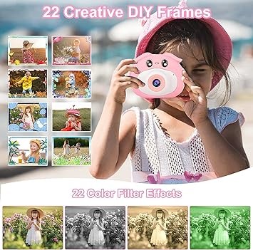 Kids Camera, HD Digital Camera for Children Portable Mini Toddler Selfie Camcorder, Christmas Birthday Gifts Toys Camera for Girl Boys Age 3-12 with a Dual Lens/32GB SD Card