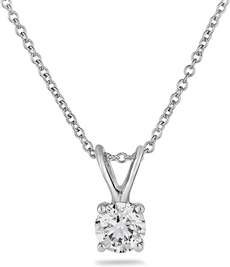 The Diamond Channel 0.25-1.00 Lab Diamond 925 Sterling Silver Diamond Necklace for Women, Solitiare Diamond Pendant with a 16" Length + 2" Extender