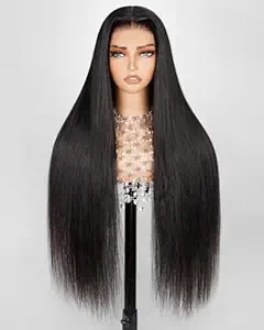 Arabella 5x6 Wear and Go Glueless Wigs Human Hair Pre Cut Lace 210% Density Lace Front Wig Human Hair 12A Real Pre Plucked Bleached Knots Upgraded Straight Wig (30inch, 5X6 Glueless Wig)