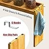 IIIOIIIA Bamboo Over the Stove Spice Shelf for Kitchen, 31.5" Spice Rack Organizer Shelf with 6 hooks, 11.4" Height Extra Storage Countertop, Easy to Assemble