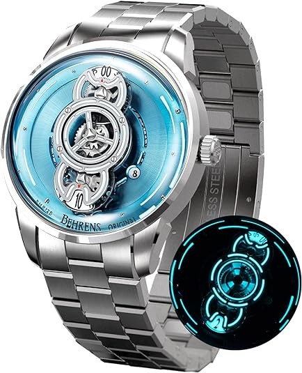 Behrens Watch for Men Original Unique Design Automatic Watch Swiss GPHG 2020 Skeleton Sapphire Steampunk