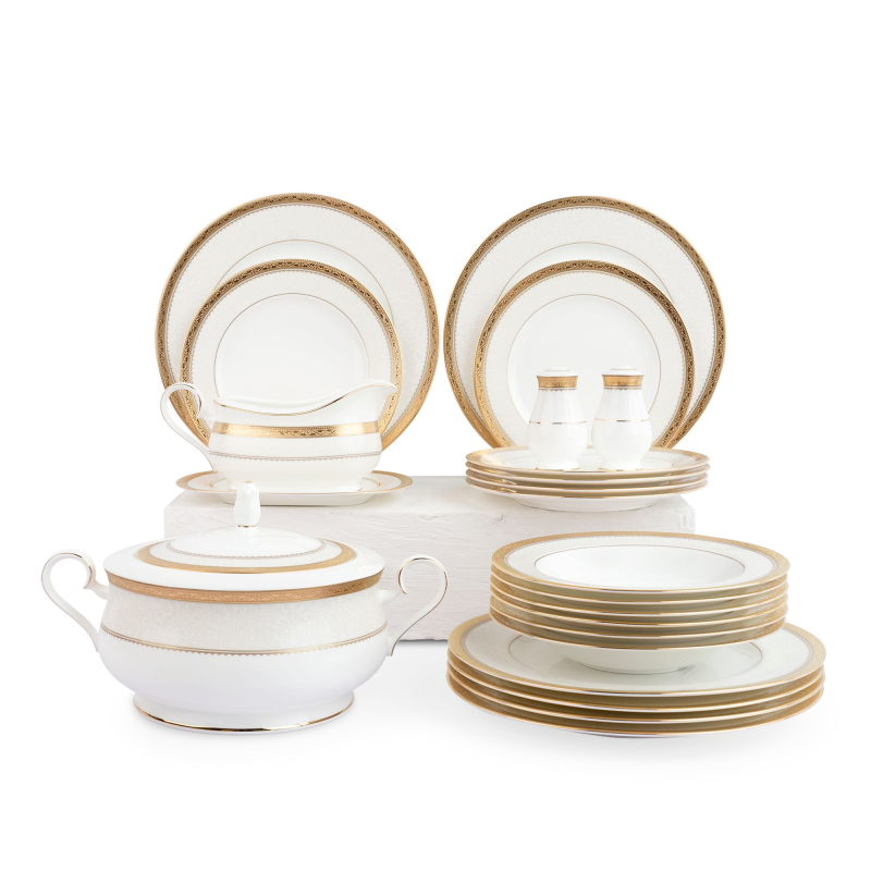 22-piece European-style dinnerware set (for 6 people) bone china | Odessa Gold 4874L - D024AN