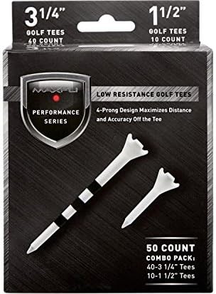 Maxfli Performance Series Low Resistance 3.25" & 1.5" White Golf Tees - 50 Pack