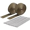 2 Roll 2\x 15'Titanium Exhaust Wrap For Motorcycle Fiberglass Heat Shield Tape with Stainless Ties