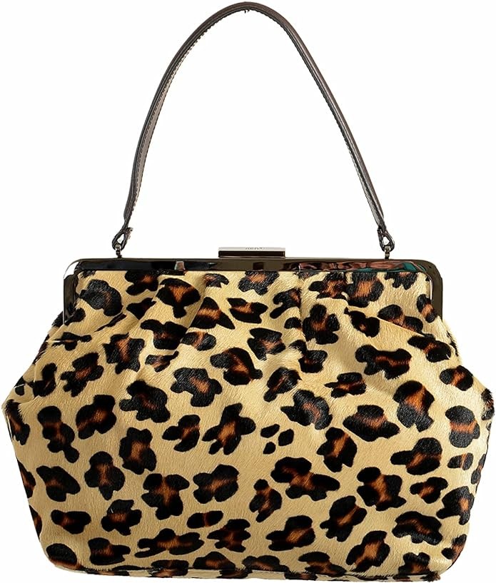 Women's Animal Print Pony Hair Satchel Handbag Shoulder Bag
