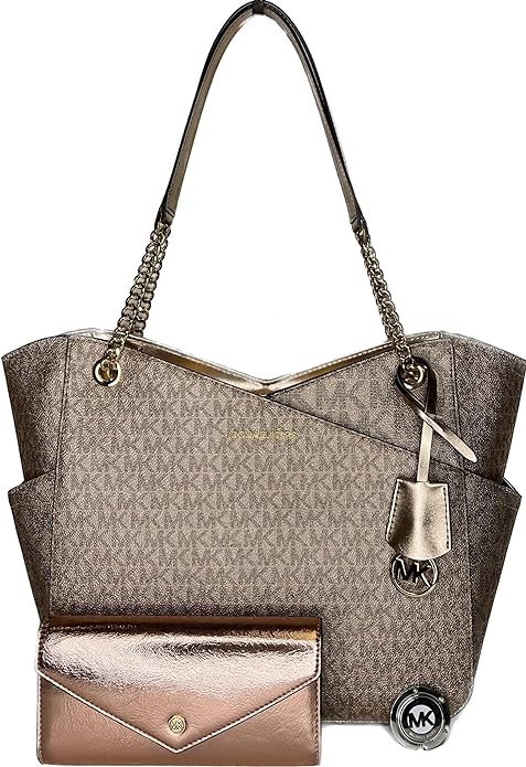 Michael Kors MICHAEL Michael Kors Jet Set Travel Large Chain Shoulder Tote bundled Jet Set Travel Trifold Wallet