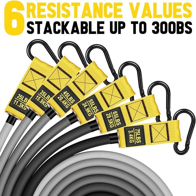 Heavy Exercise Bands Resistance Bands Set for Working Out, 300lbs Fitness Workout Bands with Handles, Door Anchor, Leg Ankle Straps, Home Gym Workout Equipment for Men Strength Training Stretching