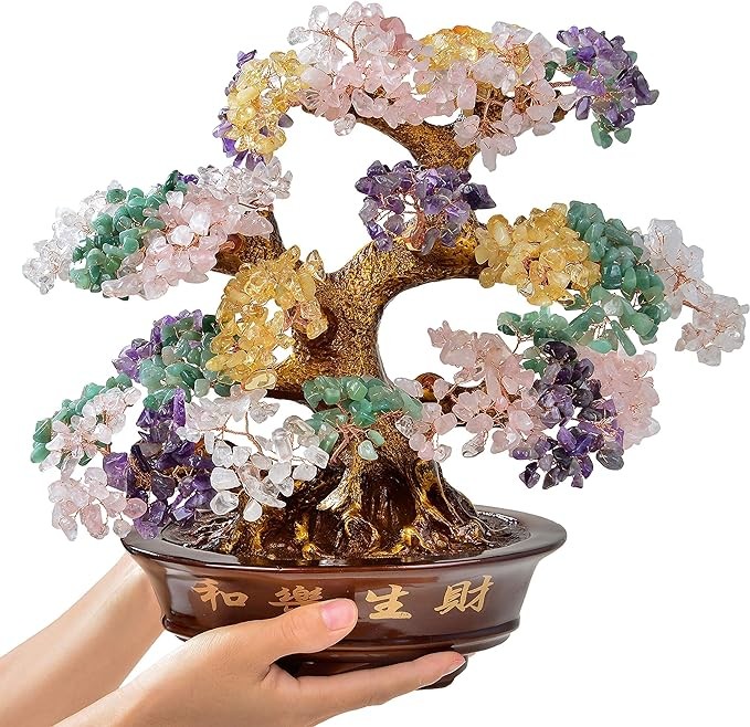 KALIFANO TREE OF LIFE (1,251 Gemstones) Chakra Crystal Tree with Healing Properties - Bonsai Feng Shui Money Tree for Healing and Luck