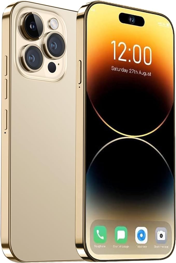 WV LeisureMaster A14 Pro Max Smartphone,6+256GB Unlocked Phone,Android 13.0 Cell Phone,6.82-inch HD Screen,Dual SIM,Dual Standy,6800 mAh Battey,64MP Camera,2796 * 1290 Resolution 5G Phone.(Gold)