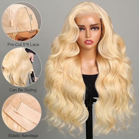 Lace Front Wig Human Hair 240% Density Blonde Lace Front Wigs Human Hair Wear and Go Glueless Wigs Human Hair Bleached Knots Pre cut Lace and Pre Plucked (36inch, 613 Body Wave Wig) Visit the SUPERLOO