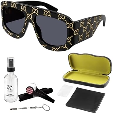 Gucci GG0983S Square Shape Sunglasses + Bundle with eSHADES Luxury Eyewear Kit