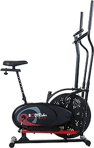 Body Rider Elliptical Machine and Stationary Bike with Seat and Easy Computer, Dual Trainer 2-in-1 Cardio Exercise Machine, Home Gym, Workout Equipment BRD2000, Black & grey, One Size