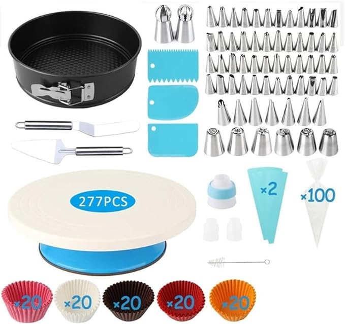 CHCDP 277 Piece Cake Turntable Cake Decoration Tool, Flower Mouth Cake Baking Tray