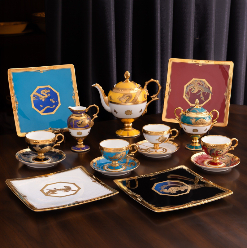 High-quality Japanese bone china 15-piece tea set | Shishin 4696J-Y5031