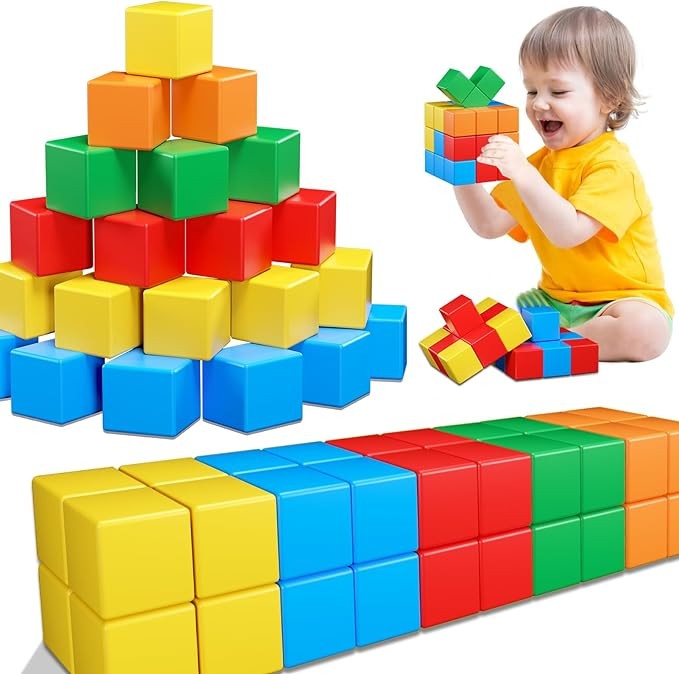 Magnetic Blocks for Toddlers Toys,Building Blocks Toys for 3 4 5 6 7 8+Years Old Boys Girls,1.42 Inch Magnetic Cubes for Kids STEM Montessori Toys Educational Sensory Magnet Toys for Kids Ages 3-5