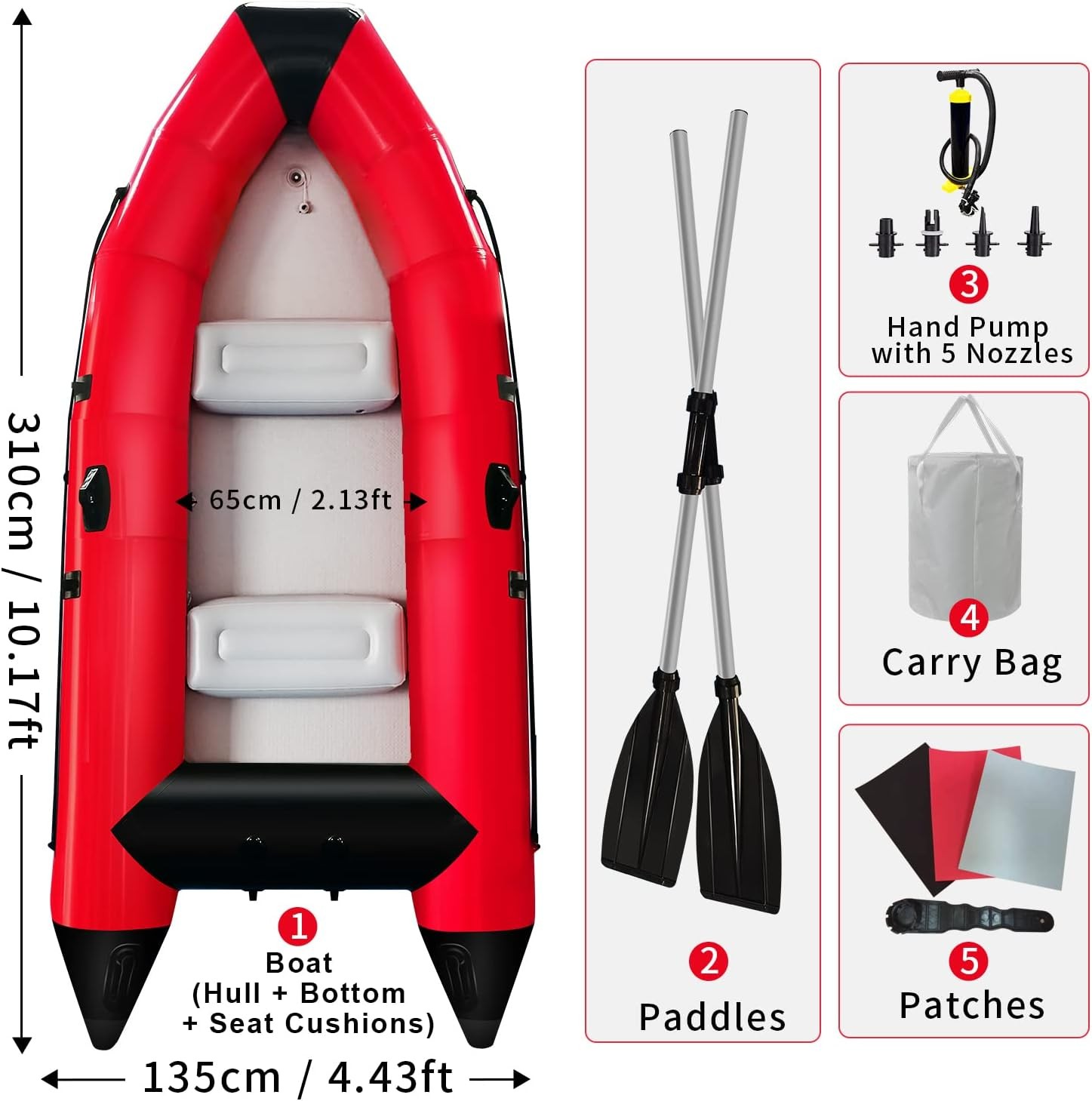 AZXRHWYGS 10ft Dinghy Boats, 4 Person Inflatable Boat Fishing Kayak Sports Boat for Adults Paddle Pump Carry Bag