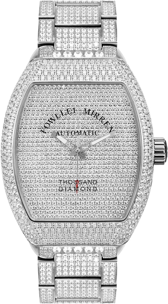 Diamond Wrist Watch for Men, Mechanical Automatic Watch Waterproof Wrist Watch for Women Analog Watch Thousand Diamond Luxury Fashion Gift Barrel Analog Watch