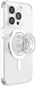 PopSockets Phone Grip Compatible with MagSafe, Adapter Ring for MagSafe Included, Phone Holder, Wireless Charging Compatible - Clear