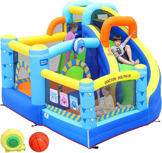 Bounce House for Kids, Toddler Bouncy House, Indoor Bouncy Castle, Inflatable Kids Jump House with Slide for Gift Party(450W Blower Included)