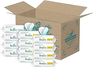 Pampers Sensitive Baby Wipes - Baby Wipes Combo, 84 Count (Pack of 12), Water Based, Hypoallergenic and Unscented (Packaging May Vary)