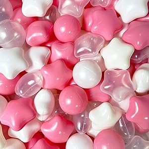 Pink Ball Pit Star Balls 200 for Dogs Babys Ball Pit Toys - BPA Free Crush Proof Plastic Playpen Balls - 2.2", Star Shaped Ball Pit Balls, 200 Star Balls, White Transparent Pink