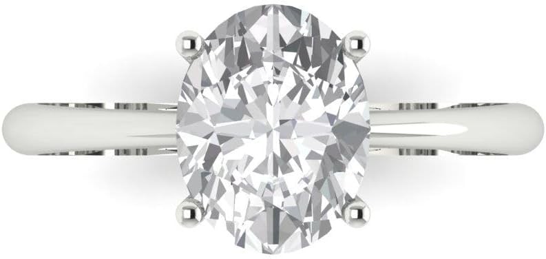 2.0 CT Oval Cut Natural Diamond VS1-VS2 J-K 14K Yellow Solid Gold Solitaire Engagement Promise Bridal Anniversary Ring size