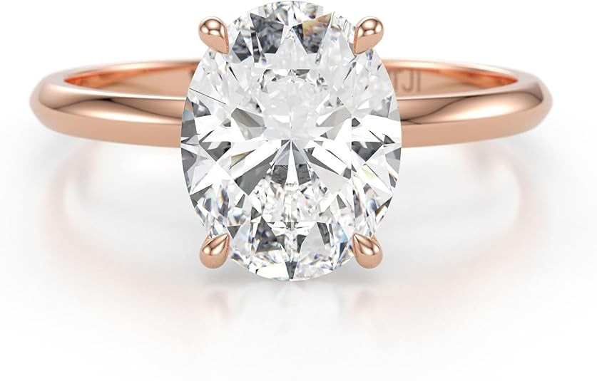 TriJewels 4.00 Carat IGI CERTIFIED Lab Grown Oval Shape Diamond (EF Color, VS1-VS2 Clarity) Engagement Ring in 14K Gold