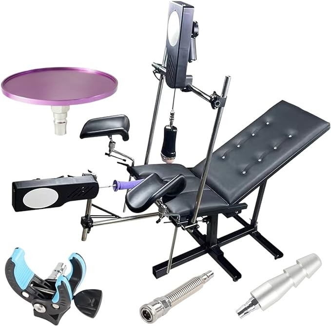 WAYWOC Adult Sex Toys SM Female Gun Machine Chair with Sex Machine, Adult Couples Happy Party Adjustment Sex Chair for Women Vibrator Sex Products (Color : with Two Machine)