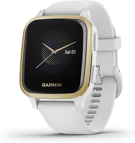 Garmin 010-02427-01 Venu Sq, GPS Smartwatch with Bright Touchscreen Display, Up to 6 Days of Battery Life, Light Gold and White