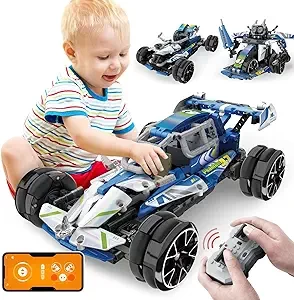 NEWABWN Stem Projects for Kids Ages 8-12; Remote Control Car 3 in 1 Building Set; Ninja Robot, Racing Car and Motorcycle; Building Toys Kids and Adult; Compatible with Lego