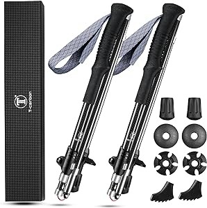 Real Carbon Fiber Collapsible Hiking Poles,Lightweight Trekking Poles for Backpacking Foldable Hiking Poles (2 Poles) Maximum Height 53.5Inches,Ultra Durable,Black