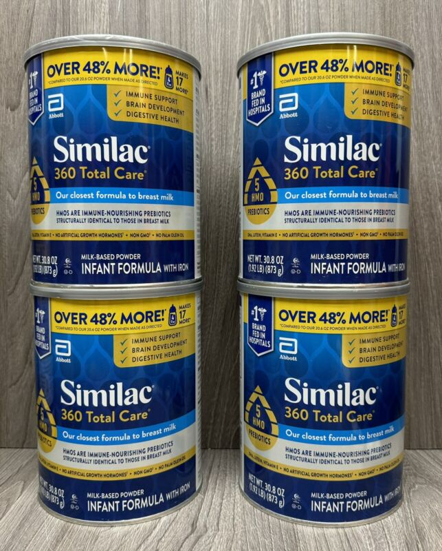 Formula LOT OF 4 Similac 360 Total Care Non-GMO Infant Formula w/Iron 30.8oz Ex 01/2026+