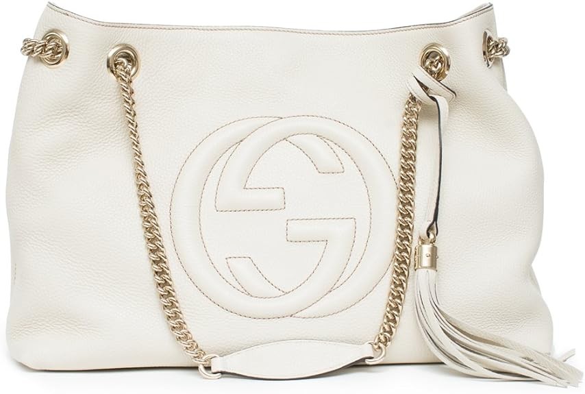 Gucci Soho Ivoire Ivory Gold Double Chain Soft Hobo Leather Shoulder Bag Italy Authentic New