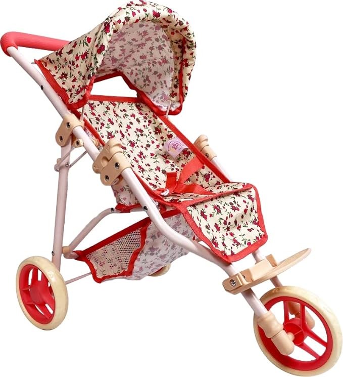 Baby Doll Stroller for Dolls | Play Toy Doll Stroller for Toddlers 3 Year Old Girls Gift | Push Pram Baby Stroller for Dolls, Babydoll Stroller Jogger Baby Carriage for Dolls (Quality Floral Print)