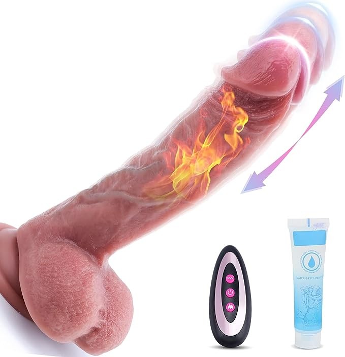 Adult Sex Toys Realistic Dildos - Adult Toys Thrusting Dildo Vibrator with Vibrating & Heating, Sex Toys Soft Silicone Anal Dildos for Clit G-spot Stimulation, Suction Cup Remote Control Dildo, 8.5''