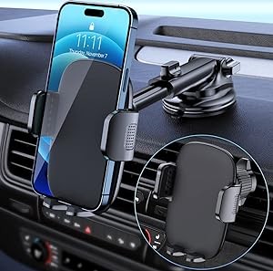 Qifutan Car Phone Holder Mount Phone Mount for Car Windshield Dashboard Air Vent Universal Hands Free Automobile Cell Phone Holder Fit iPhone