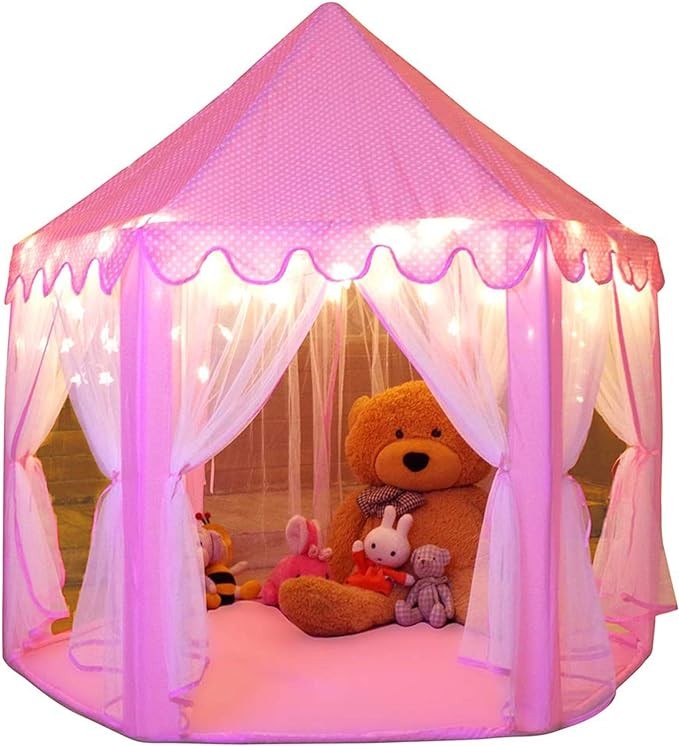 Monobeach Princess Tent Girls Large Playhouse Kids Castle Play Tent with Star Lights Toy for Children Indoor and Outdoor Games, 55'' x 53'' (DxH)