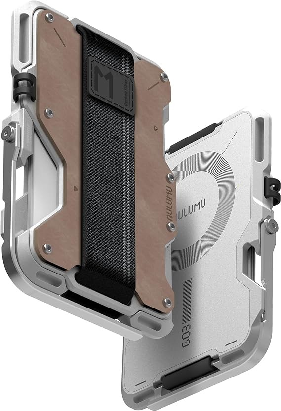 Aulumu G03 Men's Wallet Leather Metal Card Case [Compatible with MagSafe] Multi Function - Mobile Phone Stand/Grip - Bottle Opener | RFID Shielding
