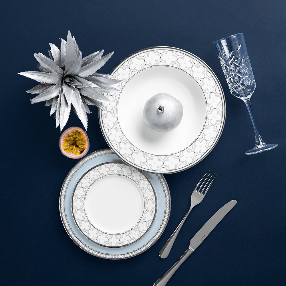 Full European dining set 22 pieces bone china | Trefolio Platinum 4957