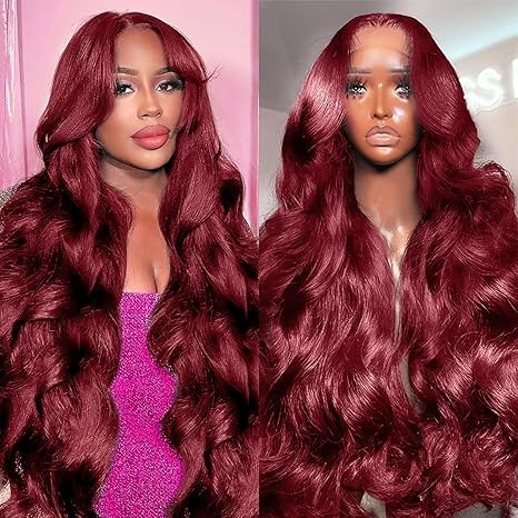 Burgundy Lace Front Wigs Human Hair 13x6 Body Wave HD Lace Front Wigs Human Hair 99j Burgundy Wig Glueless Burgundy Body Wave Wig Frontal Wigs Human Hair Wigs For Women 180% Density Visit the studyy S
