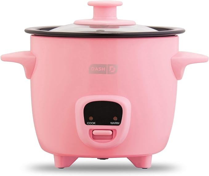 DASH Mini Rice Cooker Steamer with Removable Nonstick Pot, Keep Warm Function & Recipe Guide, Half Quart, for Soups, Stews, Grains & Oatmeal - Pink
