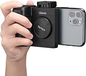 CapGrip II Smartphone Camera Grip Holder w Remote Control Shutter 1/4" Tripod Mount Phone Clip for iPhone 15 14 13 X Max Pro Samsung Google & Android Phone Selfie Vlog Video Shooting Cold Shoe - CG01