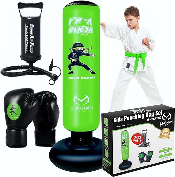 Kids Punching Bag Toy Set, Inflatable Boxing Bag Toy for Boys Age 3-12, Ninja Toys for Boys, Christmas,Birthday Gifts for Kids 4,5,6,7,8,9,10 Years Old