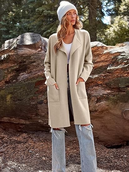 LILLUSORY Women's Long Knit Wool Cardigan Sweaters Oversized Fall Dressy Coatigan 2023 Winter Coat Casual Light Jackets