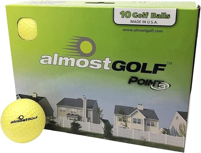 Best practice golf balls on the planet. Perfect for golf training. Solid contact for great feedback. Limited flight for backyard use. Safe for indoors. by AlmostGolf (10 Pack Yellow)