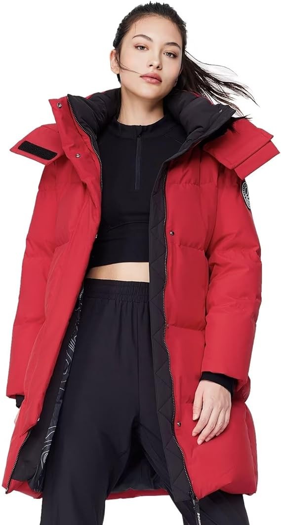 Winter Women's Mid-Long Down Jacket, Removable Hood Down Jacket, Outdoor Down Coat Puffer Coat