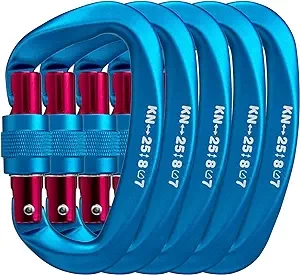 NAUMONE 25KN Climbing Carabiner UIAA Certified - D Shaped Screw Lock Heavy Duty Aluminum Carabiner Clip, Professional Screwgate Locking Carabiner for Rock Climbing, Mountain, Rappelling